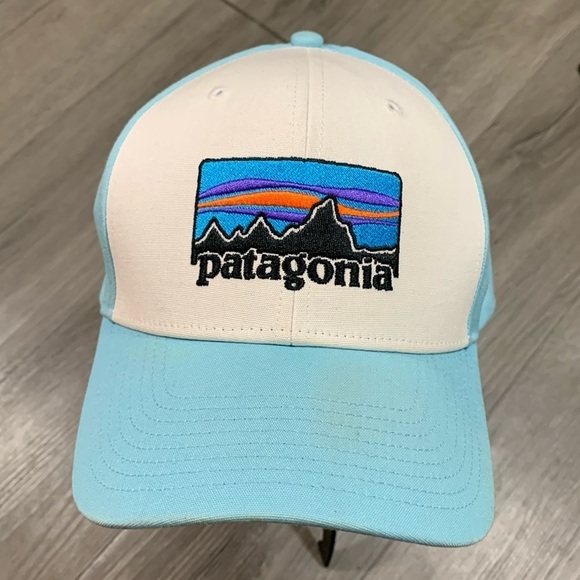 Patagonia Vintage Light Blue & White Mountain Patch Insignia Baseball Cap Adult - Picture 1 of 7
